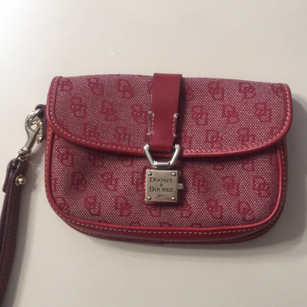Dooney and Bourke Red Signature 1975 Wristlet